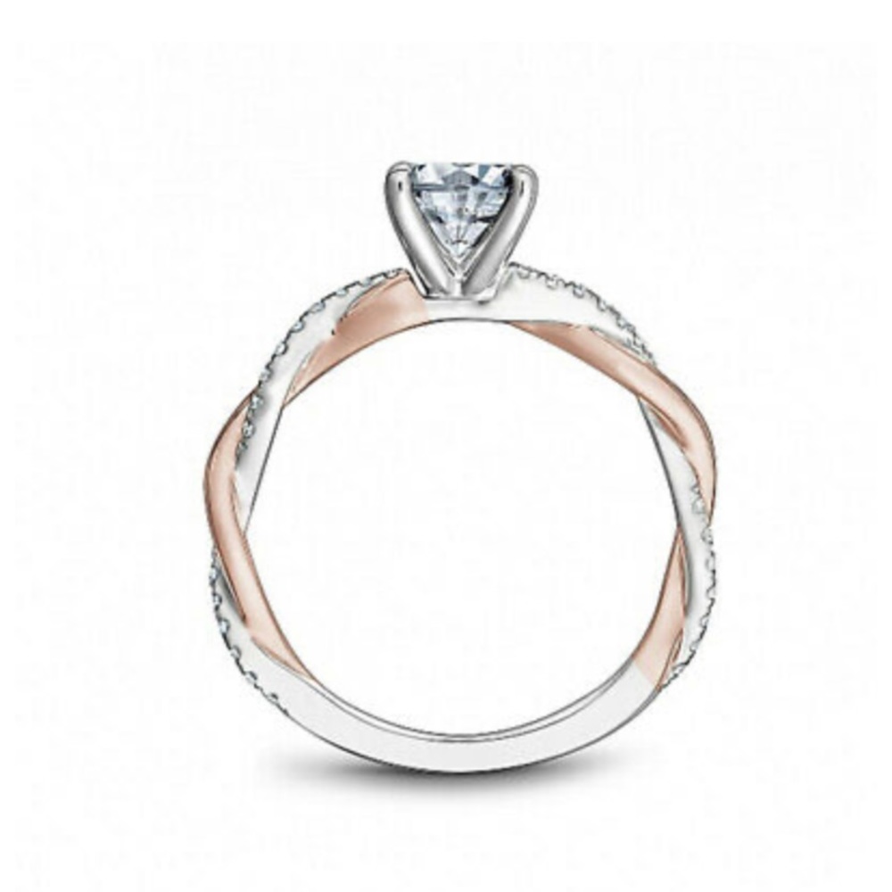 NEW 925 Sterling Silver Two tone Ring Engagement - Picture 10 of 11